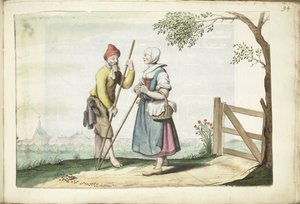 Couple de paysans en conversation