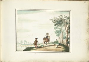 Homme et dame à cheval et un piéton dans un paysage - Gesina ter Borch (signed by artist)