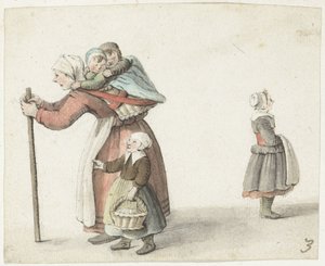 Femme avec deux enfants dans un panier - Gesina ter Borch