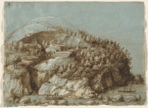 Paysage vallonné avec des navires - Gherardo Cibo