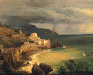 Tempête sur la côte amalfitaine et le golfe de Naples par Giacinto Gigante (1806-1876), Italie