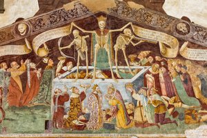 La Mort debout sur un sarcophage où reposent le Pape et l