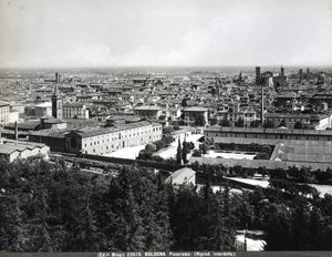 Vue panoramique de Bologne avec des usines et une place - Giacomo Brogi