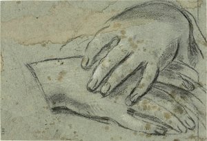 Mains croisées (recto) ; pied droit partiellement couvert par une draperie (verso) - Giacomo Cavedone