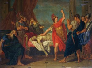 Achille prêtant serment sur le corps de Patrocle, peinture de Giacomo Conca (1787-1852)