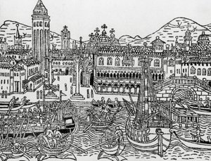 Vue de Venise au 15ème siècle, Italie, gravure sur bois, du Supplementum chronicarum par Giacomo Filippo Foresti (1434-1520) - Giacomo Filippo Foresti