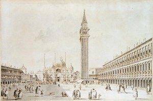 Vue de la Piazza San Marco vers la basilique et le campanile - Giacomo Guardi