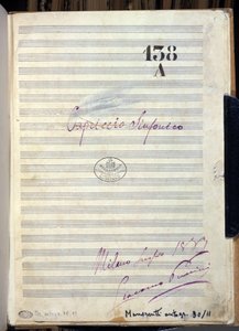 Partition manuscrite pour « Capriccio sinfonico » par le compositeur Giacomo Puccini (1858-1924) 1883. Biblioteca del Conservatorio Giuseppe Verdi, Milan