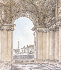 Vue de la Piazza San Pietro, Rome regardant vers le sud depuis le portique de la basilique, avant 1779 - Giacomo Quarenghi