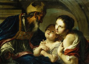 Saint Nicolas de Bari avec deux enfants - Giambettino Cignaroli
