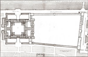 Plan général suivant le projet de Bernin pour le Louvre et les Tuileries dans « Architecture française » par Jacques-François Blondel