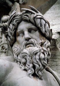 Personnification du fleuve Gange, Fontaine des Quatre-Fleuves (16e siècle), conçue par Gian Lorenzo Bernini (Naples)