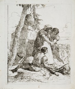 Magicien montrant une tête brûlante à deux jeunes, vers 1740 - Giovanni Domenico Tiepolo