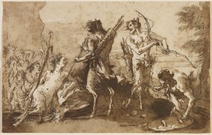 Satyres et satyresses dans un paysage