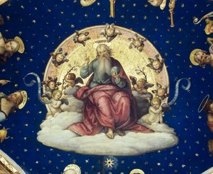 Dieu bénissant assis dans la gloire, détail de la scène des Histoires de la vie de Saint Jean Baptiste