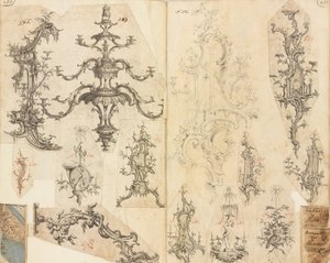 Carnet de croquis de dessins de travail, vers 1760