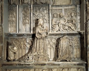 Art gothique : Sépulture de Juan de Padilla (1490-1521). Hidalgo et révolutionnaire castillan, connu pour sa participation à la Guerre des Communautés de Castille. Sculpture en marbre de Gil de Siloé (1486-1501), vers 1500. Burgos, Musée de Burgos - Gil de Siloe