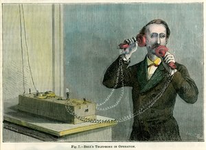 Téléphone de Bell en fonctionnement, fin du 19e siècle