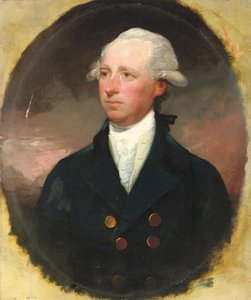 Portrait de Sir Thomas George Skipwith, mi-longueur, en manteau bleu, ovale feint - Gilbert Stuart