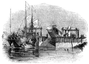 Bateau tiré sur une écluse ou un canal, 1847