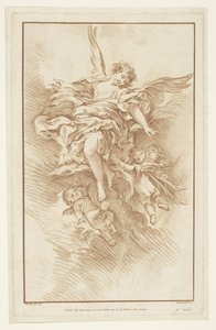 Ange avec trois putti dans les nuages