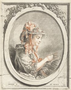 Femme lisant dans un ovale