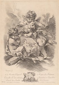 Allégorie de la peinture avec trois chérubins (99) - Gilles Demarteau the Elder after François Boucher