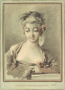 Jeune femme avec une rose - Gilles Demarteau, the Elder after François Boucher