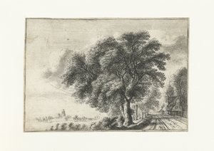 Paysage avec vue sur Dordrecht à gauche