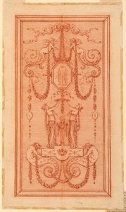 Conception pour un panneau décoratif (avec nymphes et guirlandes)