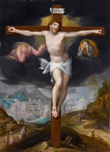 Le Christ en croix entre deux anges