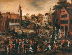 Fête de village, milieu du XVIe siècle