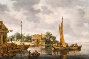 Paysage fluvial avec un bac, vers 1640s - Gillis Peeters