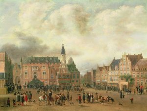 Annonce de la paix de Breda sur la Grote Markt, Haarlem, vers 1667 - Gillis Rombouts