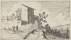 Pont devant des bâtiments entourés de murs