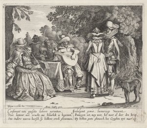 Groupe élégant jouant de la musique en plein air - Gillis van Scheyndel (I)