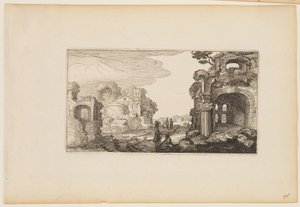 Chemin entre des ruines romaines, extrait de Douze paysages avec figures