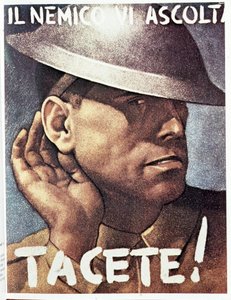 Tacete, il nemico vi ascolta - Affiche de propagande italienne, v.1942 Illustration de Gino Boccasile (1901-1952)