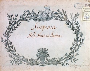 Page de partition musicale de la symphonie de Le turc en Italie par Gioacchino Rossini