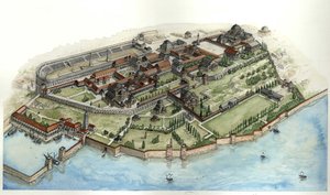 Empire byzantin : vue du palais impérial de Constantinople, - Giorgio Albertini