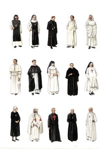 Costumes et robes de moniales et de moines à différentes époques. - Giorgio Albertini