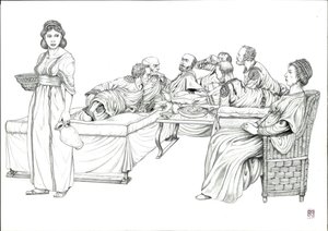 Vie quotidienne Rome antique : un repas chez les Romains, groupe d