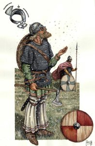 Moyen Âge : Guerrier viking du 9e siècle. - Giorgio Albertini