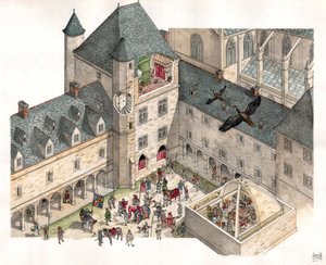 Moyen Âge : vue aérienne du Palais des Ducs de Bourgogne à Dijon (Côte d