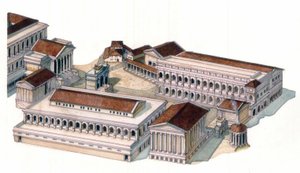 Roman antiquite : reconstitution du forum romain (foro romano) à l
