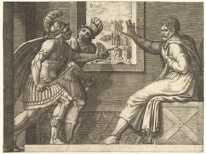 Caius Marius en prison, deux soldats cimbres entrant dans sa cellule, 1560-69