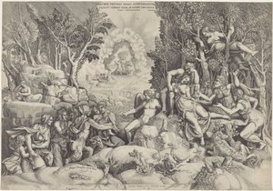 Céphale et les dieux des bois pleurent la mort de Procris - Giorgio Ghisi