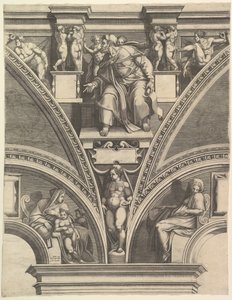 Le Prophète Ézéchiel, de la série des Prophètes et Sibylles de la Chapelle Sixtine, 1570-75 - Giorgio Ghisi