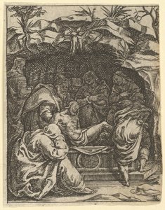 La Vierge des Douleurs : La Mise au tombeau, un des neuf compartiments environnants, vers 1575 - Giorgio Ghisi