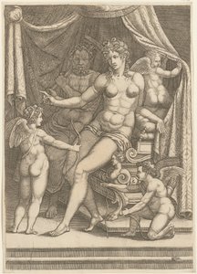 Vénus et Vulcain assis sur un lit - Giorgio Ghisi